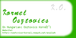 kornel osztovics business card